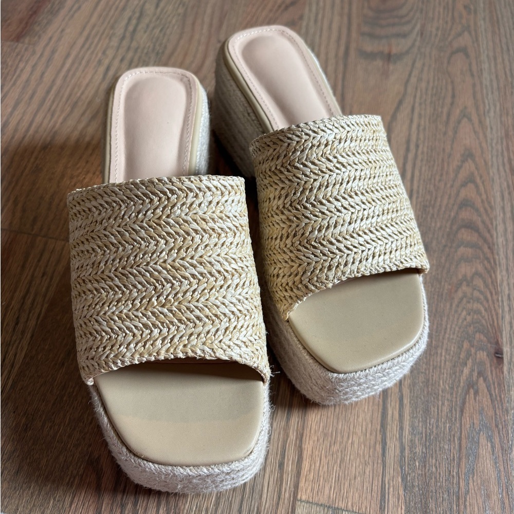 Women's Tan Woven Platform Sandals